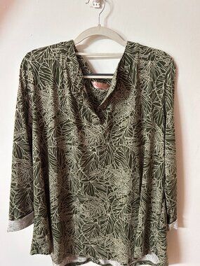 Amana Leaf Print Blouse – Women's 2X